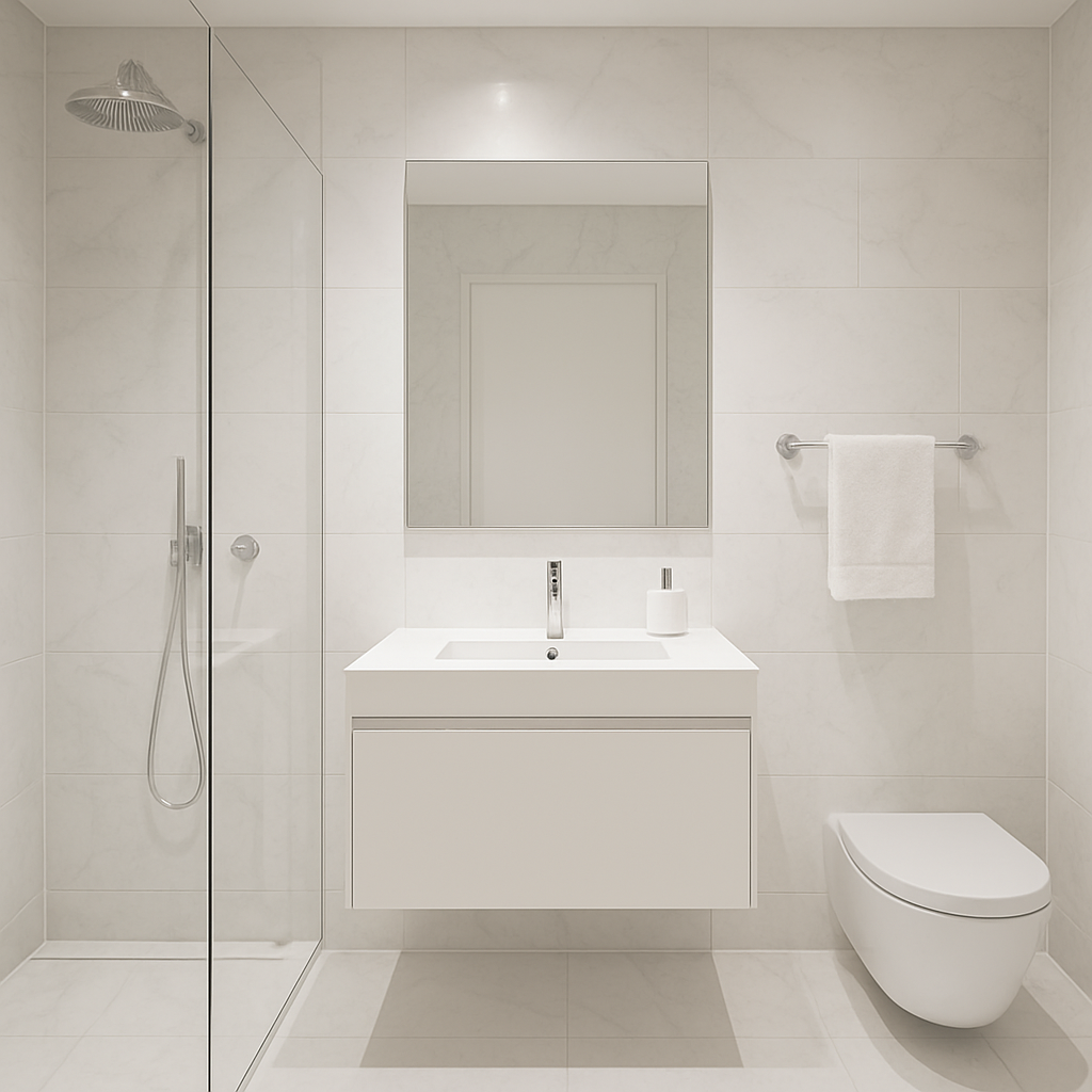 Gleaming modern bathroom with polished fixtures