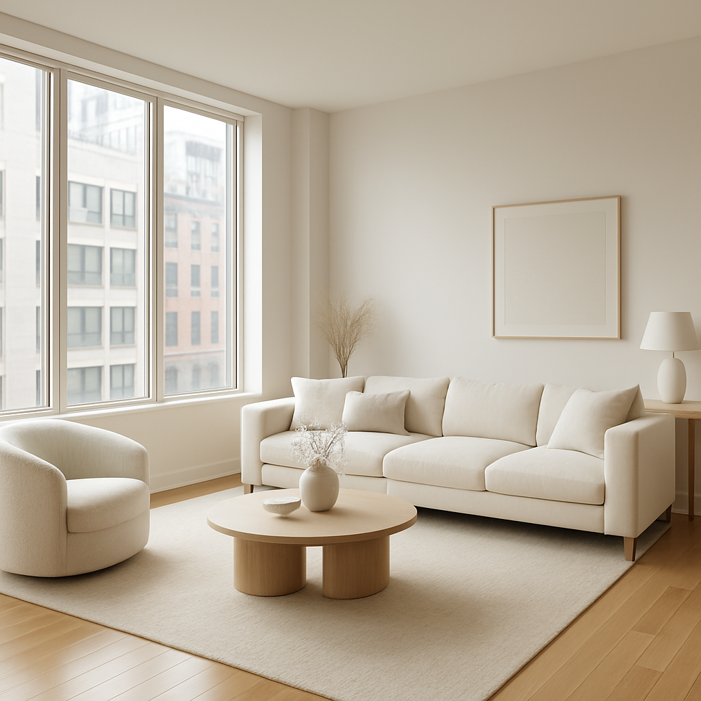 Immaculate modern living room in a downtown apartment